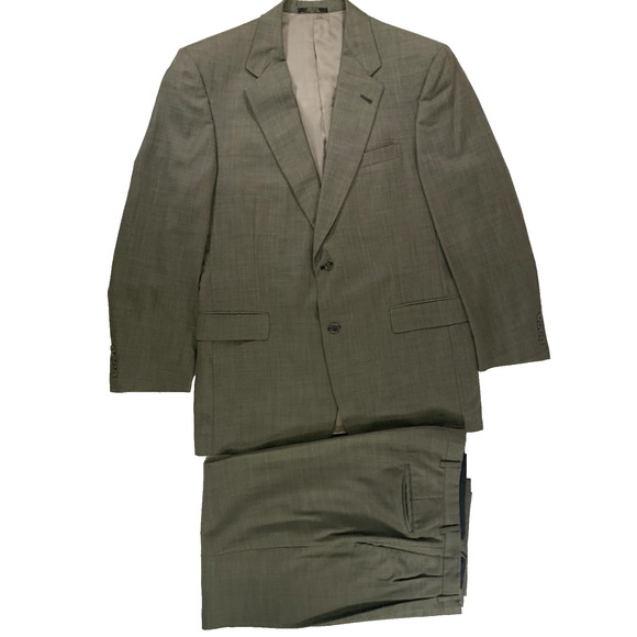 HART SCHAFFNER MARX Made in USA Subtle Plaid Suit in Everyday Brown Size 44 R - Picture 1 of 15